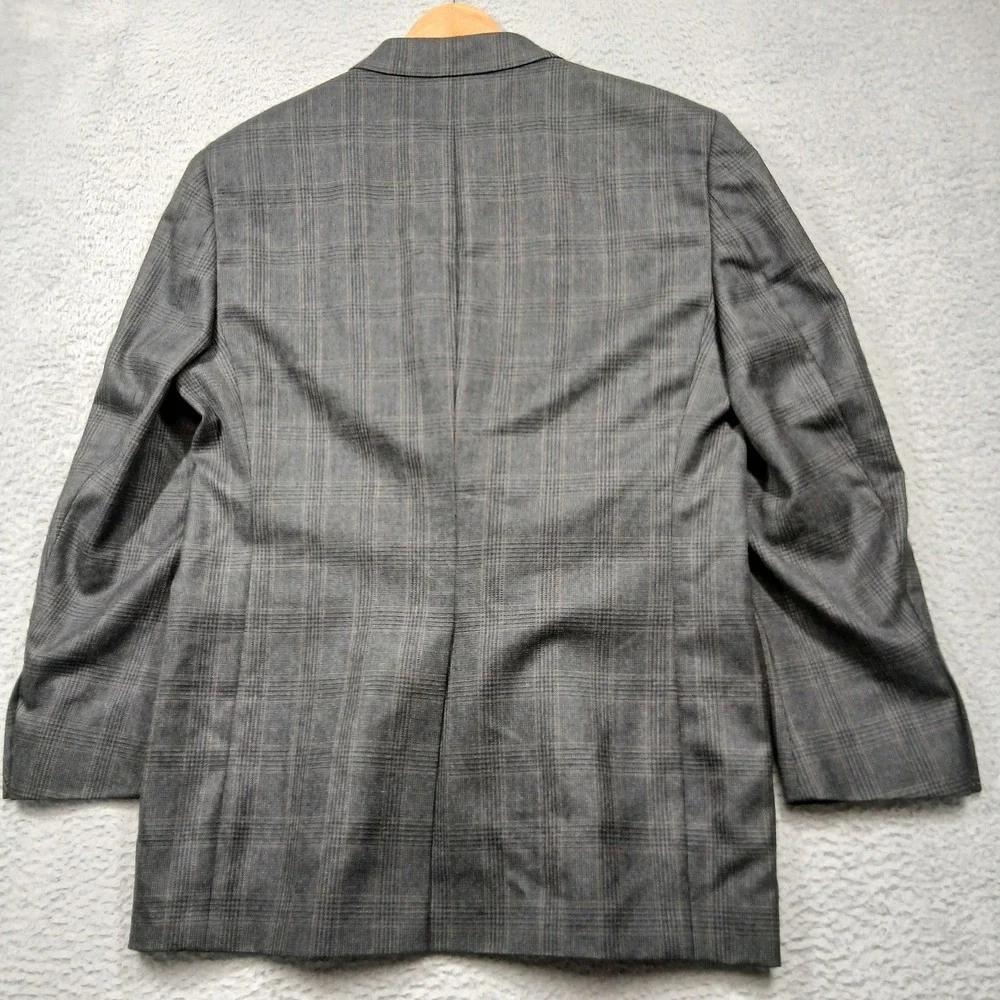 Tommy Hilfiger Blazer Mens 42R Gray Wool Glen Plaid Sport Coat Notch Lapel Lined
